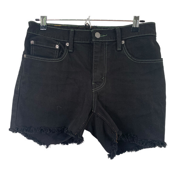 Levis 511 Black Denim Cutoffs with green‎ stitching Sz 32 - Picture 1 of 4